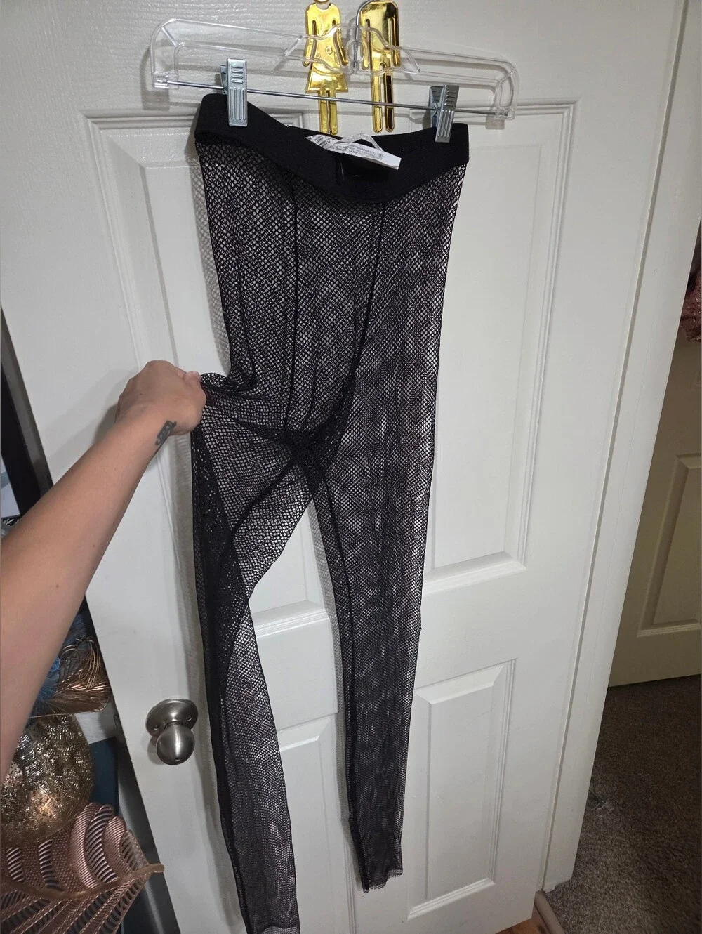 Zara Black Fishnet Tights Hosiery Leggings Small NWOT